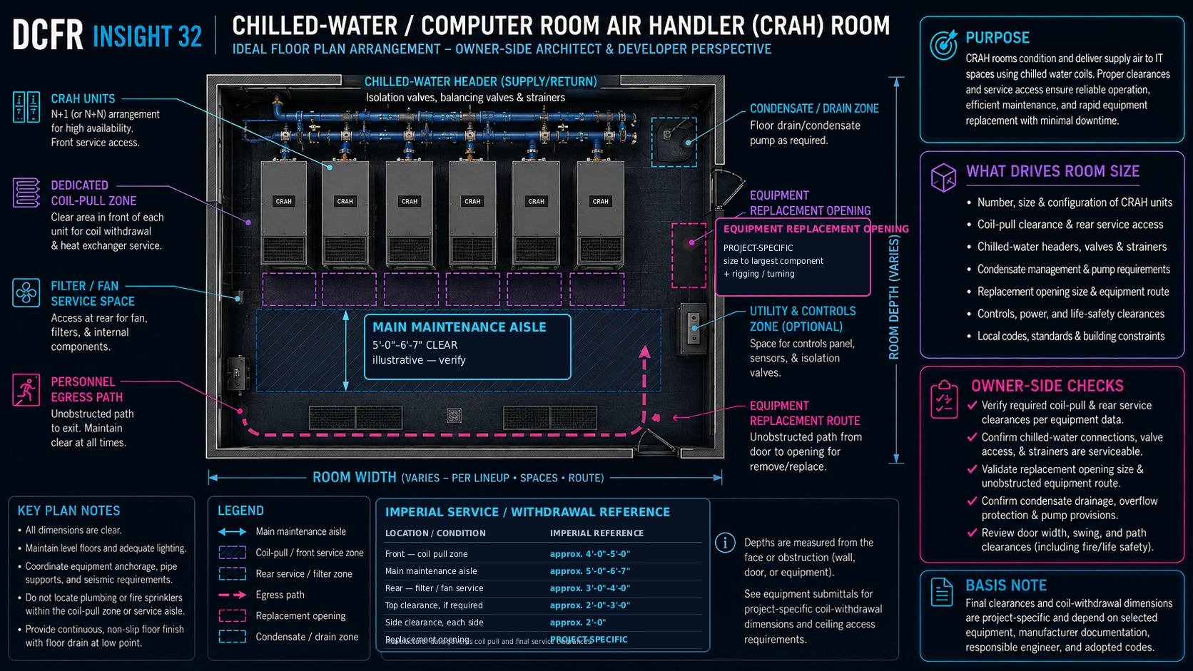 DCFR Chilled-Water and Computer Room Air Handler Room Review Checklist for owner-side design review.